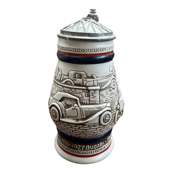 Avon Lidded Beer Stein Stanley Steamer Ford Model Bugatti beer mug vintage 1979 - Picture 3 of 8